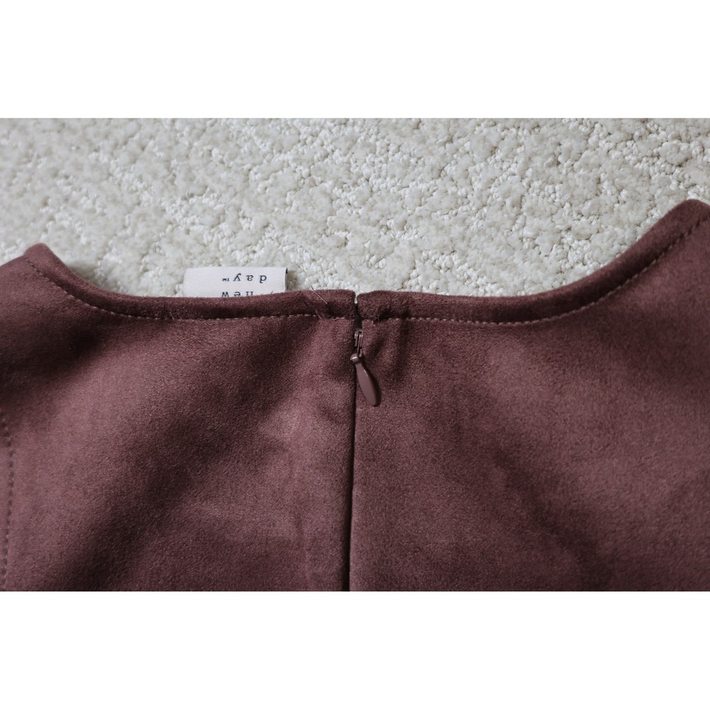 A New Day Womens Faux Suede Sleeveless Shift Dress Burgundy Plum Size 14 - Picture 5 of 6